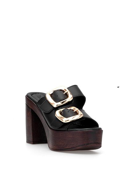 MİSS PARK MODA Miss Park Moda Pm183 K766 Women's Heeled Slippers Black