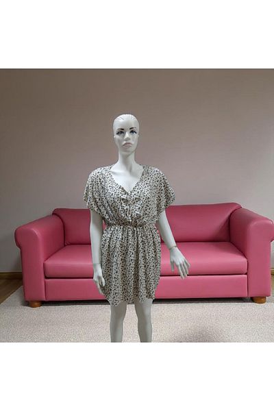 LEX Women's Pareo Dress Cream Color Patterned Daily and Beach Use Standard Size