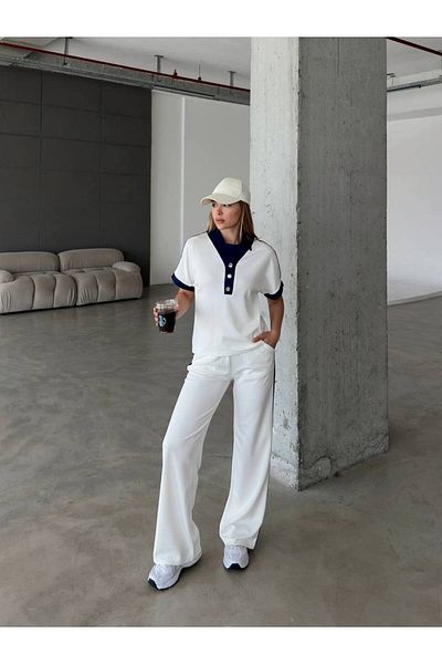 Gameyal Women's Modal Fabric Button Detailed T-Shirt Pants Set