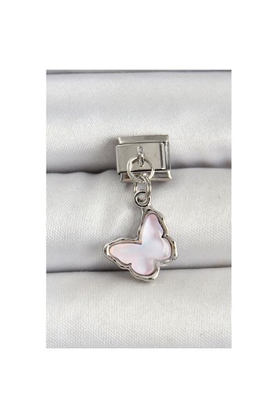 Skygo 316L Steel Silver Color Lilac Butterfly Model Nomination Charm - Tj-Bc1511