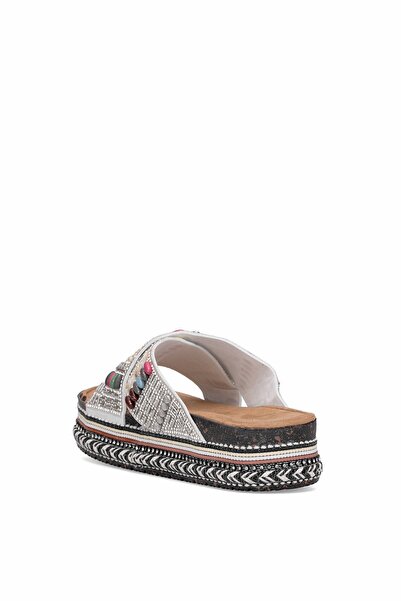 Ayakkabı Fuarı Elite Btbsj03 Women's Stone Flat Slippers White