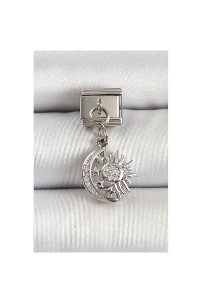 Skygo 316L Steel Silver Color Moon and Sun Model Nomination Charm - Tj-Bc1499
