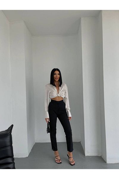 Sachistanbul Striped Classic Skinny Leg Trousers