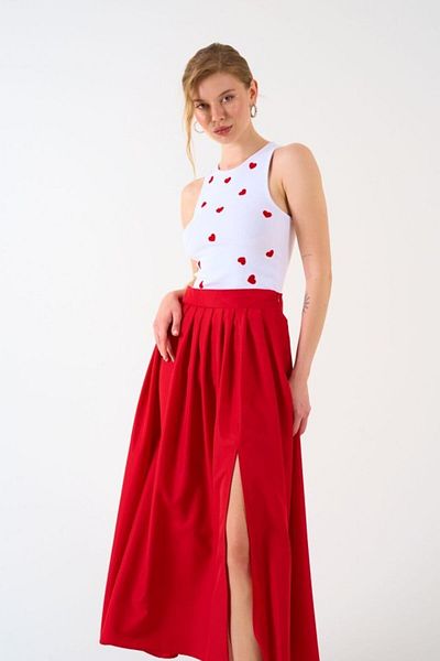 D&M Life Collection Slit Skirt - Red - m