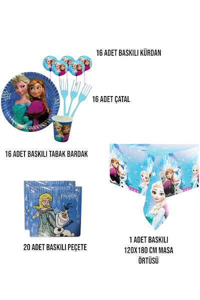 Evabrite Frozen Elsa 8-Person Birthday Party Set - Frozen Elsa Concept Party Decorations