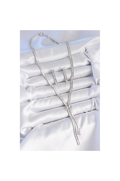 Skygo Brass Silver Color Waterway Zircon Stone Vip Series Women Necklace Set - Tj-Bko10200