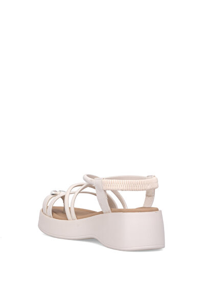 Voyager B121 Women's Genuine Leather Flat Sandals Cream