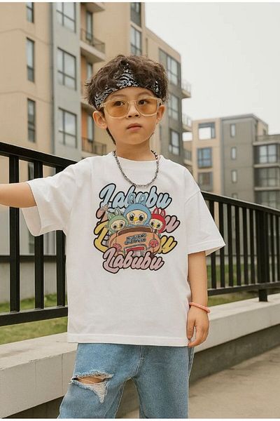 Touz Moda Tricou unisex supradimensionat Labubu Kids Design