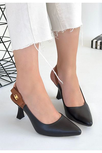 BESKAR Toran Black Leather Heeled Shoes