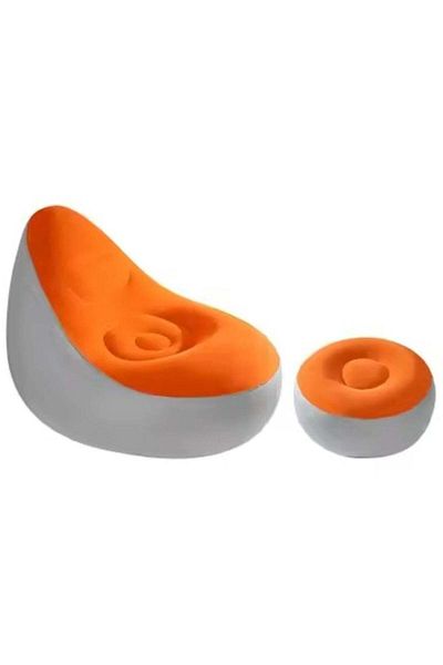 huitich Inflatable Lounge Chair with Ottoman Orange