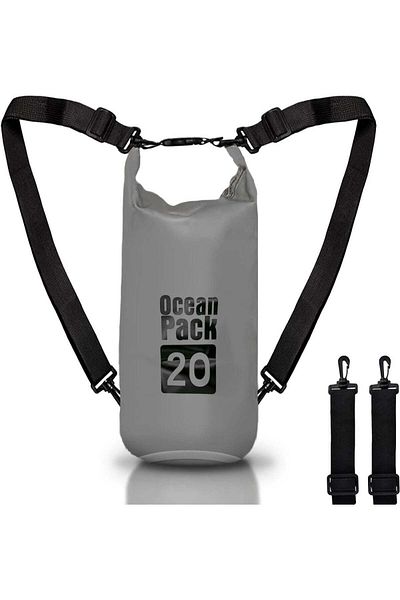 huitich 20L Grey Double-Strap Waterproof Outdoor Sport PVC Bag