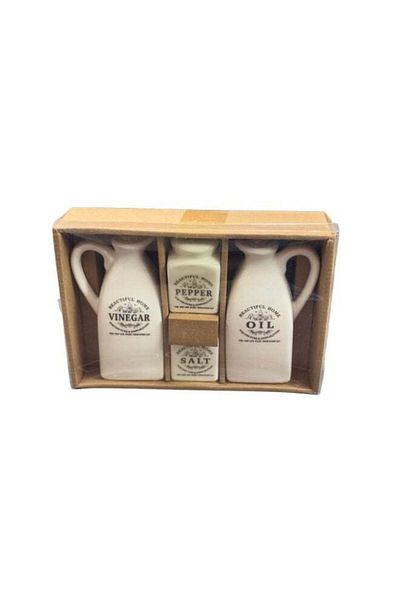 Generic Stylish 4-Piece Glass Kitchen Spice Set - Storage of Oil, Vinegar, Salt and Black Pepper with Modern Design