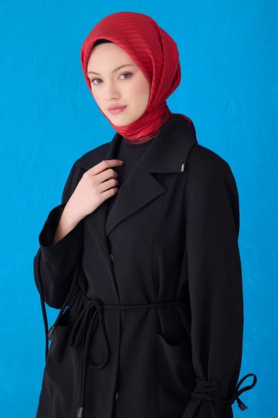 Belli Eșarfă din mătase twill 4115D model în dungi Roșu Claret-