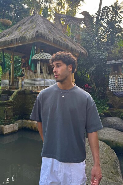 Flaw Wear Crop Fit Basic Tişört Füme