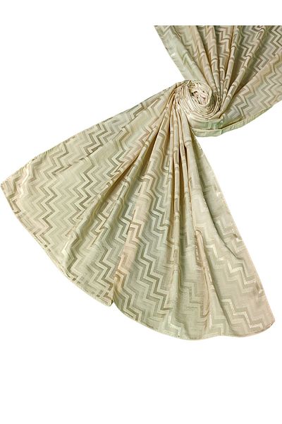 mim eşarp Silky Textured Jacquard Zigzag Patterned Shawl 75X190 cm
