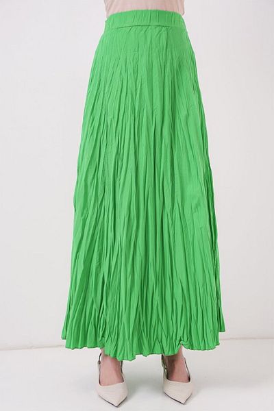 D&M Life Collection Long Crinkle Skirt 8042 - Green - 38 - Green