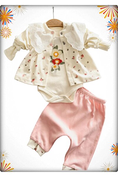 Babyim Newest Organic Cotton Floral Patterned Fishtail Collar 3-Piece Bodysui...