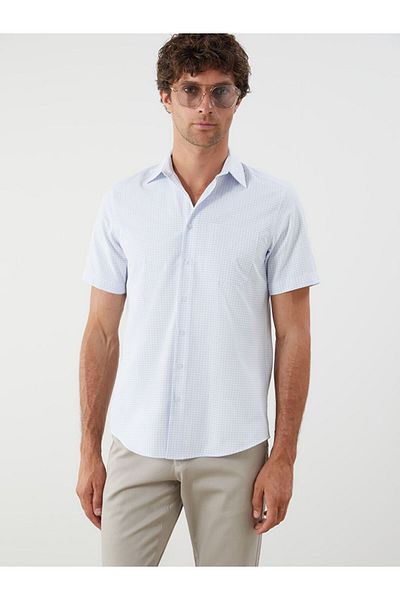 LC Waikiki Regular Fit Short Sleeve Plaid Dobby Men's Shirt