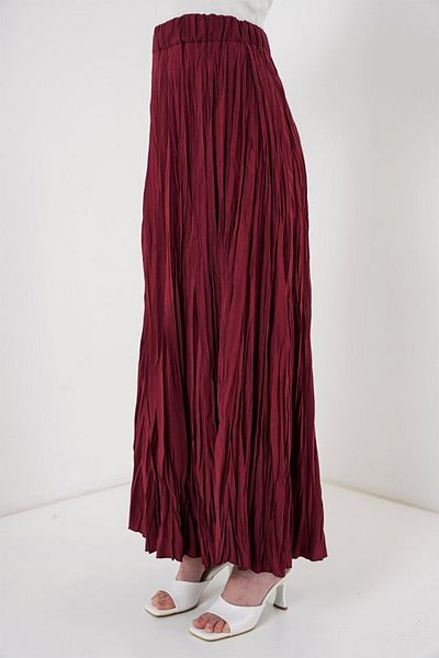 D&M Life Collection Long Crinkle Skirt 8042 - Burgundy - 40