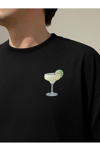 Trendiz Unisex Premium Margarita Κεντητό Μπλουζάκι Μαύρο