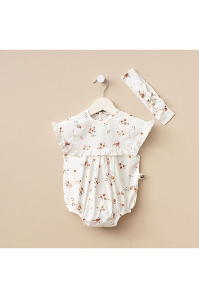 Minimus Newborn Baby Girl Cotton Summer Romper Jumpsuit Set Bandana Bottom Snap Baby Set