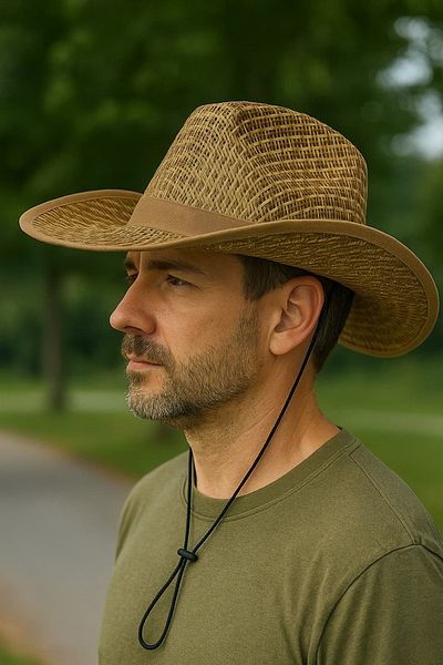 WOHOME Straw Look Lace-Up Cowboy Hat Summer Fedora Hat