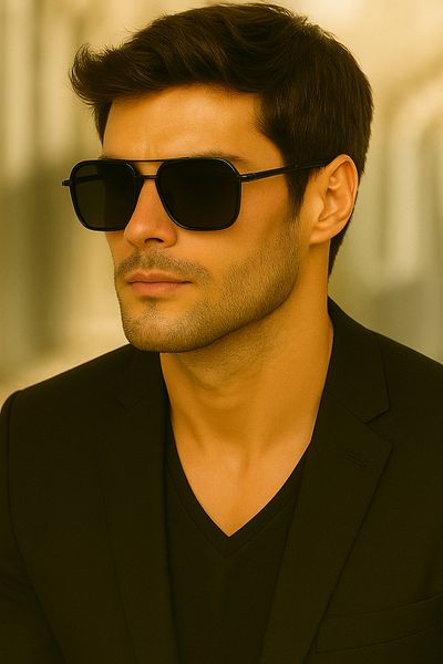 Merand Unisex Black Metal Frame Corner Sunglasses – Uv400 Protection
