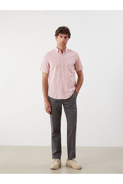 LC Waikiki LCW Regular Fit Short Sleeve Plaid Poplin Men's Shirt