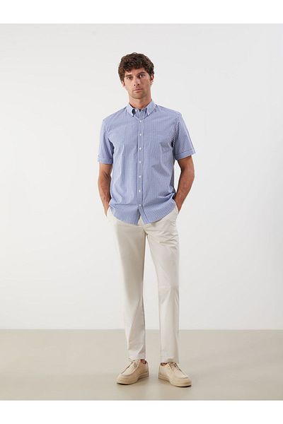 LC Waikiki Regular Fit Short Sleeve Plaid Poplin Men's Shirt