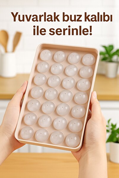 obrigado Küre Buz Kalıbı Kapaklı 33 Hazneli Yuvarlak Buz Kalıbı Kokteyl Sunum...