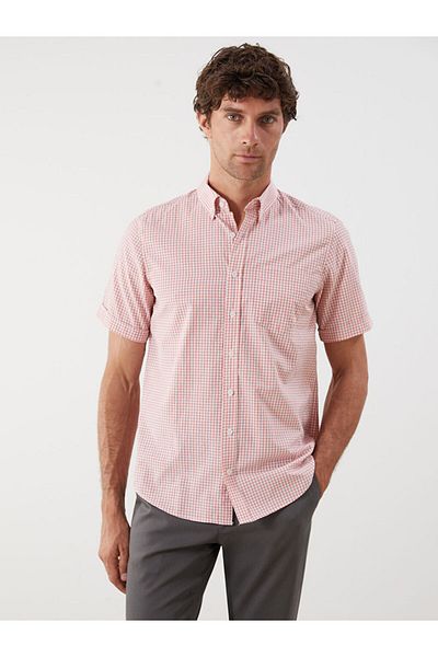 LC Waikiki LCW Regular Fit Short Sleeve Plaid Poplin Men's Shirt