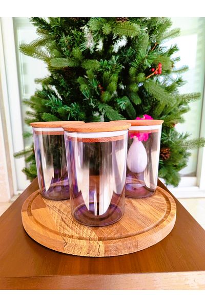 Madame Coco Yuvera 900ml 3-Piece Storage Container with Wooden Lid 900 ml - Smoked