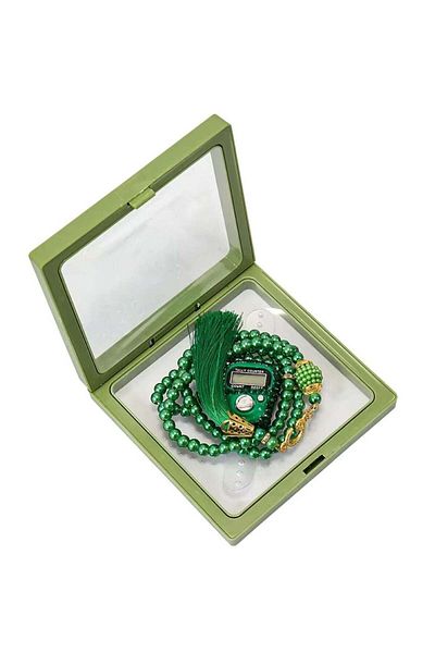 huitich Digital Elegance 99 Glass Bead Tasbeeh Gift Set with Digital Counter