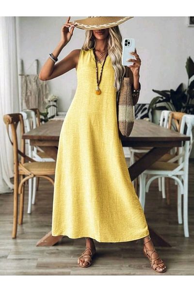 Cardee Carde Long Style Pure Linen Root Dye Dress