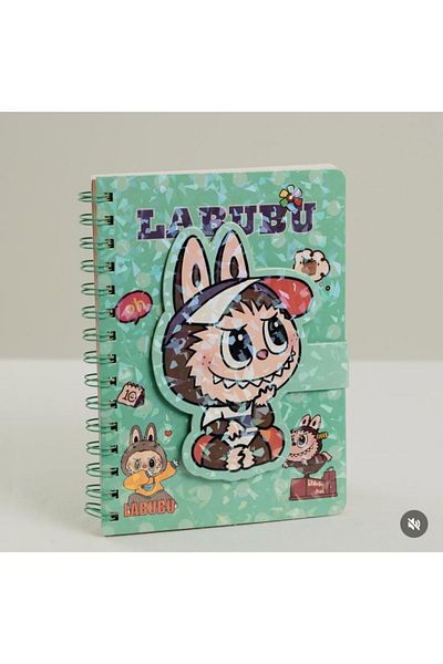 synshop Labubu hologram cover fun pages lined spiral notebook a5 anime school stationery office gift