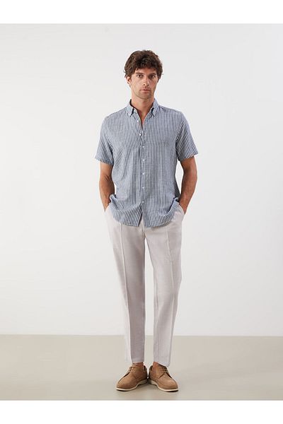 LC Waikiki Regular Fit Short Sleeve Striped Dobby Men's Shirt