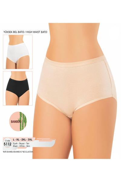 Genel Markalar İç Giyim KOTA Bambu (6 adet) Yüksek Bel Bato Slip Büyük Beden ...