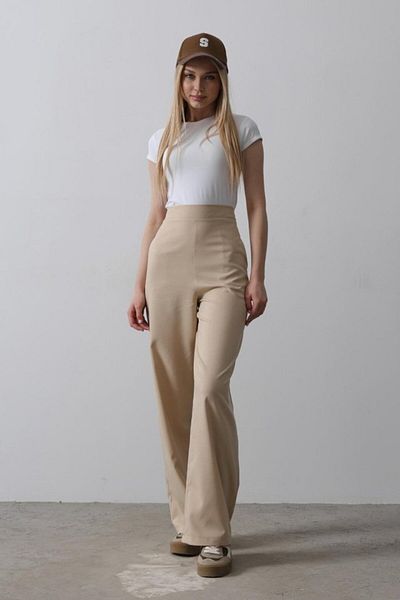 D&M Life Collection Palazzo Trousers with Half Elastic Waist - Camel