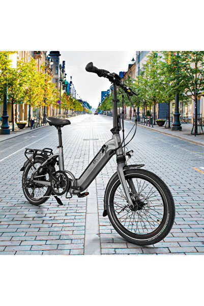 AsVIVA B13 Katlanabilir Elektrikli Bisiklet 36V Samsung Batarya – 20” Jant, Gri