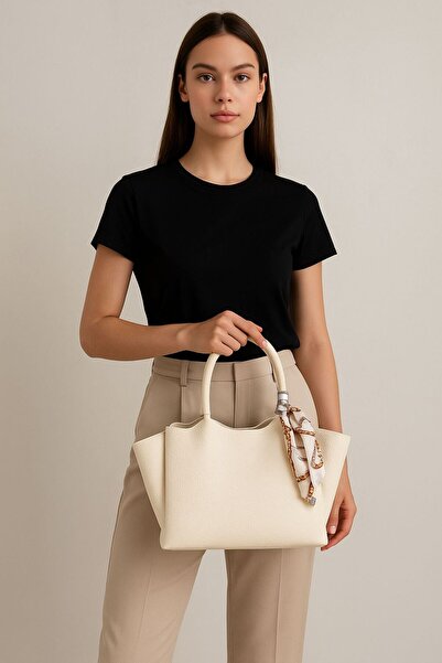 Timeless Beige Color Soft Leather Look Women's Shoulder and Hand Bag – Double Zipper, Shawl Detail