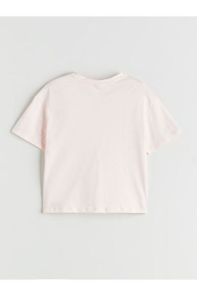 LC Waikiki Pink Crew Neck Floral Girl's T-Shirt