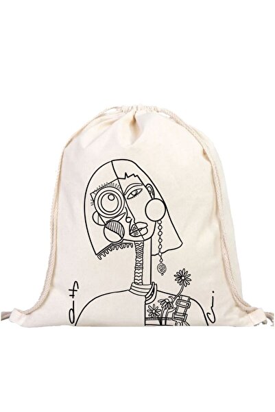 ÇANTA Modern Touch - حقيبة برباط مع رسم وجه تجريدي