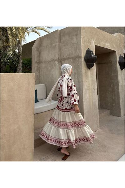 Rabia Ateş Duru Flowered Tetesure Skirt Suit