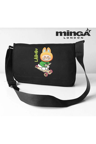 Minga London Geantă Messenger neagră Labubu Skateboard -Minga London