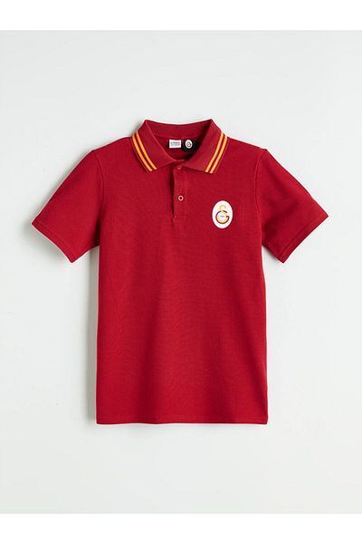 LC Waikiki Red Polo Neck Printed Boy's T-Shirt