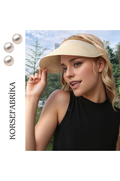 korsefabrika trend mood store Stylish and Functional Straw Beach and Casual Hat with Wide Brim Sun Visor
