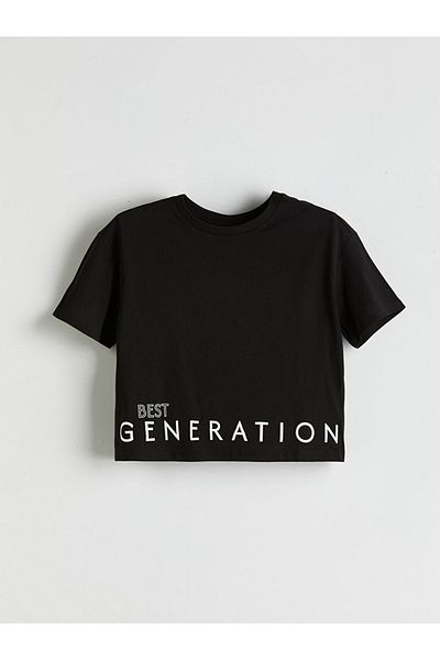 LC Waikiki Nou sezon Crop Tisort pentru fete cu gâtul rotund, pachet de 2 - S5IP41Z4