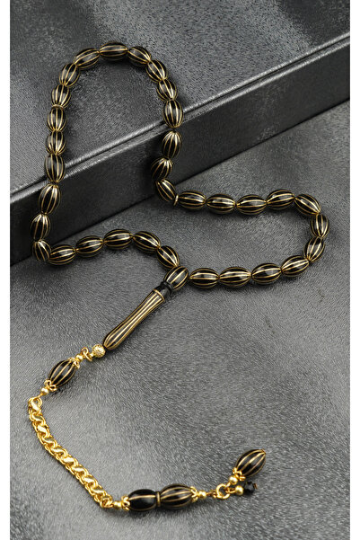 Tesbih-i Hazır Tesbihçilik Kara Elmas 14K ALTIN İŞLEME Erzurum Oltu Taşı Tesb...