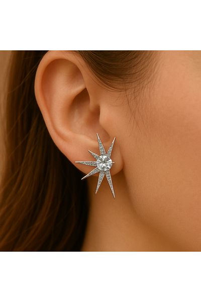 HDCreativeDesign 1 Pair North Star Stainless Steel Earrings