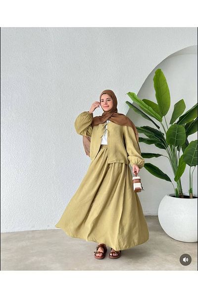 Sachistanbul Women's Long Sleeve Shirt Skirt Set